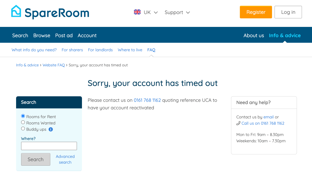 SpreaRoom your account has timed out
