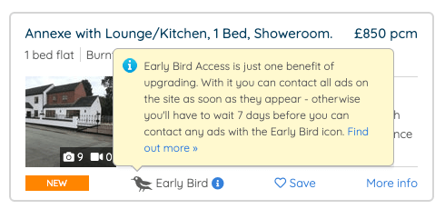 early bird on spareroom explained