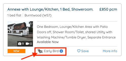 what does it mean early bird on spareroom